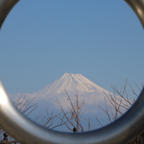 輪っかの向こうは、日本一の富士山！ココは静岡県の出逢い岬。美しい富士山が出迎えてくれました。伊豆半島の西側の海沿いをドライブすると出逢い岬はあります。