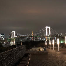 アクアシティお台場のデッキからの眺め。
夜景が綺麗です。