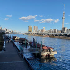 東京都台東区蔵前、厩橋(うまやばし)から見た隅田川の景色